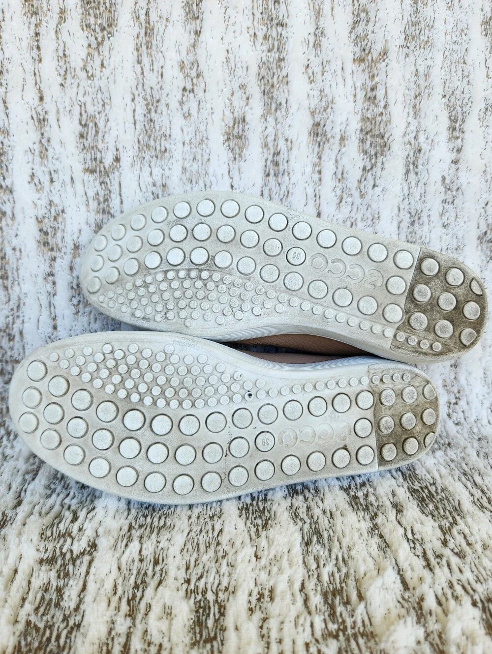 Ecco "Soft 60" Leather Sneakers Nude Tan Low Lace-up | Women's Size US 8 / 39 - Picture 9 of 12